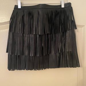 Black fringe mini skirt